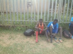 Bombo with Golola  getting ready for the match guys
